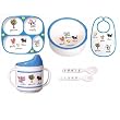 6 Piece Set Baby Cie Farm Animals: Les Animaux de la Ferme Melamine Colorful dinnerware with wording