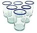 Blue and Clear Drinking Glasses, 'Classic' (Set of 6)