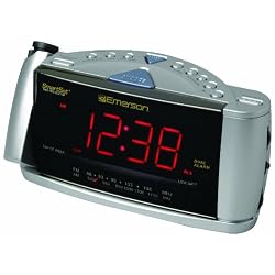 Emerson CKS3528 SmartSet Dual Alarm Clock Radio with Jumbo 1.3-Inch LED Display and Time Projector (Silver)
