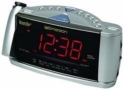 Emerson CKS3528 SmartSet Projection Clock Radio with Dual Alarms (Silver)