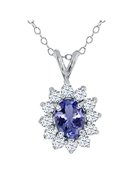 1.16 Ct Oval Natural Blue Tanzanite 925 Sterling Silver Pendant with 18" Chain