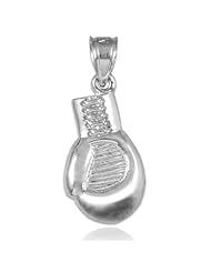 10k White Gold Boxing Glove Charm Sports Pendant