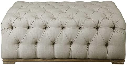 The Kaniel Collection Tufted Antique White Ottoman
