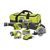 Factory-Reconditioned Ryobi One+ 18V Cordless Lithium-ion 4-Piece Combo Kit ZRP844