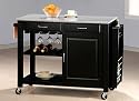 Black Kitchen Island Table w/Granite Top & Drawers