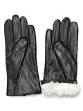 Fownes Women's Rabbit Fur Lined Black Napa Leather Gloves