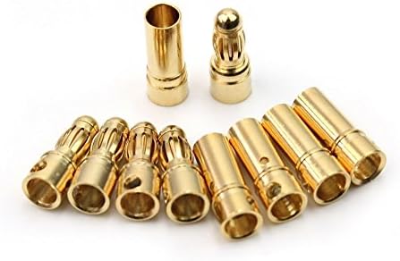 efans® 5 Pairs RC Model Battery Motor ESC 3.0mm Gold Coated Banana Connector Set
