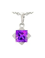 Tommaso Design (tm) 6mm Square Genuine Amethyst Pendant