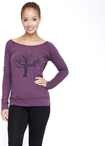 Silly yogi organic cotton boho hippie tree of life yoga top-Plum-S/M