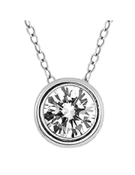 1/2 Ct Round Cut 14K White Gold Diamond Pendant With 18" 14K White Gold Chain