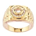 Round CZ Diamond Gold Mens Ring