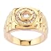 Round CZ Diamond Gold Mens Ring