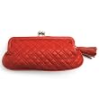 Vintage Quilted Tassle Clutch - Red