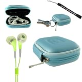 Earphone Case - Clamshell Style with Zipper Enclosure, Inner Pocket, and Durable Exterior! + Includes a 4-inch eBigValue Determination Hand Strap as a gift!! + Includes a Set of Hi-Fi Noise-Reducing Ear Buds Headphones for your MP3 Players 3.5mm stereo Jack