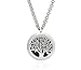 Tree of Life Essential Oil Diffuser Necklace - Aromatherapy Jewelry - Hypoallergenic 316L Stainless Steel, 21'' Chain with 12 Assorted Pads