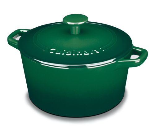 cuisinart ci630-20g chef’s classic enameled cast iron 3-quart round covered casserole, green