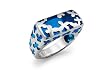 Rectangular Stainless Steel Women's Ring with blue resin inlay