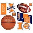 NCAA Illinois Fighting Illini - 24 College Sports Wall Stickers/Decals