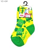 みいつけた!《サボさんいっぱい》キッズクルーソックス☆NHKキャラクターグッズ（子ども用足首靴下）通販☆【YE×GR】