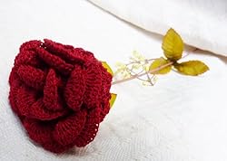 Hand-crocheted Flower - Red Velvet Rose