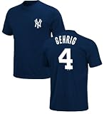 Lou Gehrig New York Yankees MLB Throwback 2 Sided Short Sleeve Tee Shirt By Majestic (L=44)
