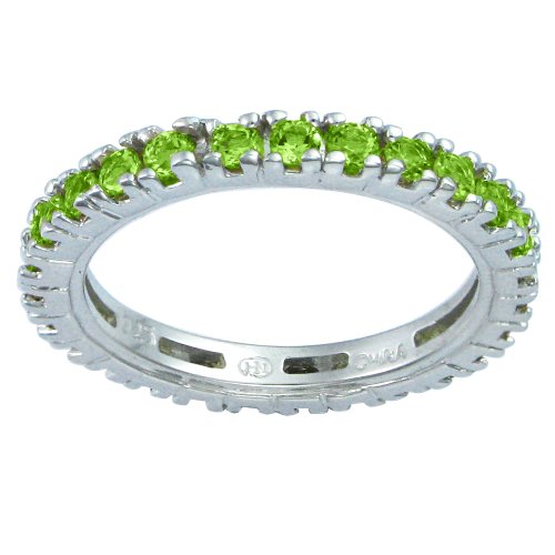 Sterling Silver Stackable All-Around Peridot Ring, Size 7