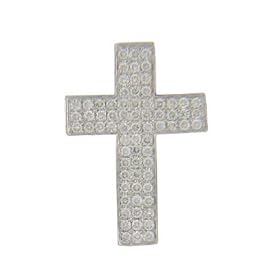 14k White Gold 72 Diamonds Cross Pendant by 