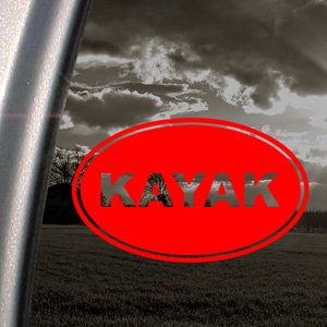 Kayak Euro Ovel Hawaii Aloha Red Decal Window Red Sticker