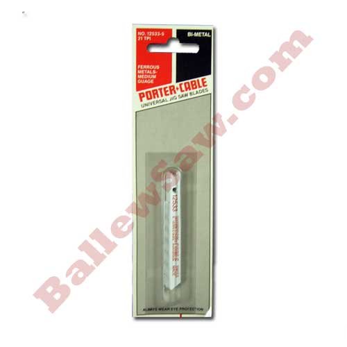 Porter Cable 12533-5 Universal Jig Saw Blade for Bi-Metal, Ferrous Metals Medium Guage 21TPI