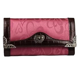 Jacquard Hearts Western Style Clutch Wallet w Checkbook Cover in Choice of Colors