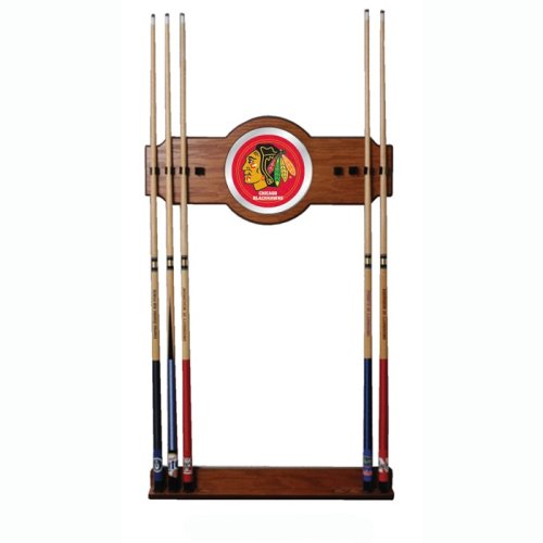 Poker NHL Chicago Blackhawks 2 piece Wood and Mirror Wall Cue Rack