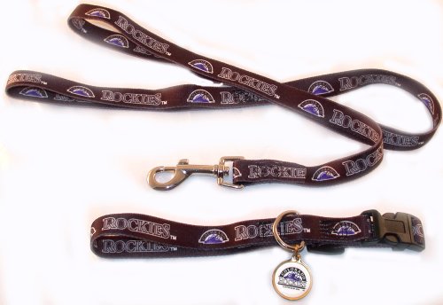 NEW! Medium Colorado Rockies Collar, ID Tag & 6ft Leash