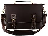 Kenox Men's Vintage Crazy Horse Leather Briefcase 100% Hand Made Men's Messenger Bag 15.6'' Business Laptop Bag