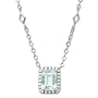 14k White Gold Aquamarine and Diamond Necklace, 17"