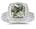 2.50ct Cushion Cut Green Amethyst & Diamond Ring in 14K White Gold