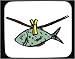 Decorated Mouse Pad with clothesline, fish, cartoon