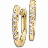 0.50 Ct.T.W. Round Brilliant Cut Diamonds, 14Kt. Yellow Gold. Diamond Hoop Fashion Earrings