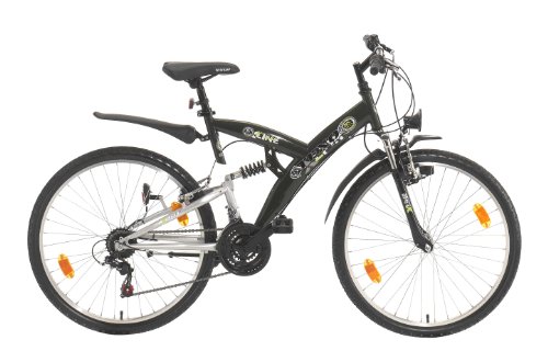 Texo Herren Fahrrad 26 (559 mm) ATB Fully D-Type 21-Gang Shimano-Kettenschaltung, military green HB stratosilber, 48 cm
