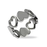 Eve's Addiction Alternating Band of Sterling Silver Hearts Ring
