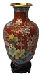 Chinese cloisonne copper body enameled flower vase, base included, 6"H (1)