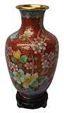 Chinese cloisonne copper body enameled flower vase, base included, 6H (1)