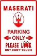 MASERATI PARKING sports car show auto sign