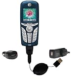 Retractable USB Hot Sync Compact Kit with Car & Wall Charger for the Motorola C390 - Gomadic Brand w/ TipExchange Technology
