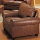Brown Stitch Nailhead Trim 100% Leather Chair