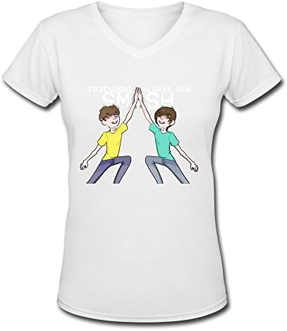 MAIT Women's Smosh Ian &amp; Anthony V-Neck T-shirts White M
