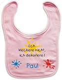 Baby Lätzchen mit Druck ICH KLECKERE NICHT, ICH DEKORIERE (rosa)