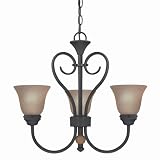 Westinghouse 64083 Symphony Hall Three-Light Chandelier, Distressed Black with Speckled Bronze Globes