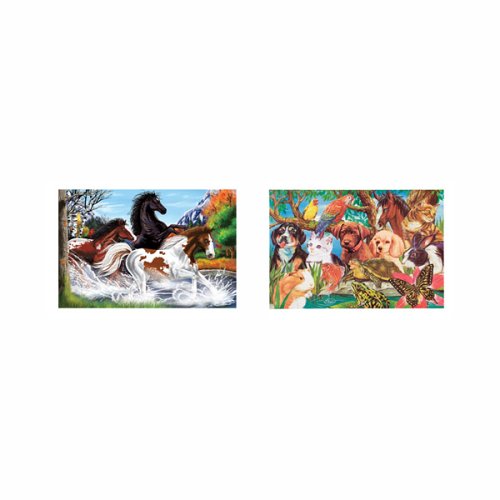 Childrens Toyshop  Toys : Melissa&Doug 48-pc. Horses and 24-pc. Pets Heavy-Duty Cardboard Floor Puzzle Bundle