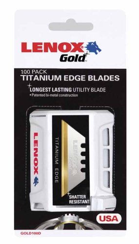 LENOX 20352-GOLD100D Titanium Edge Utility Knife Blade - 100 Pack in Dispenser
