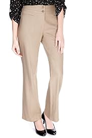 Linen Blend Straight Leg Trousers